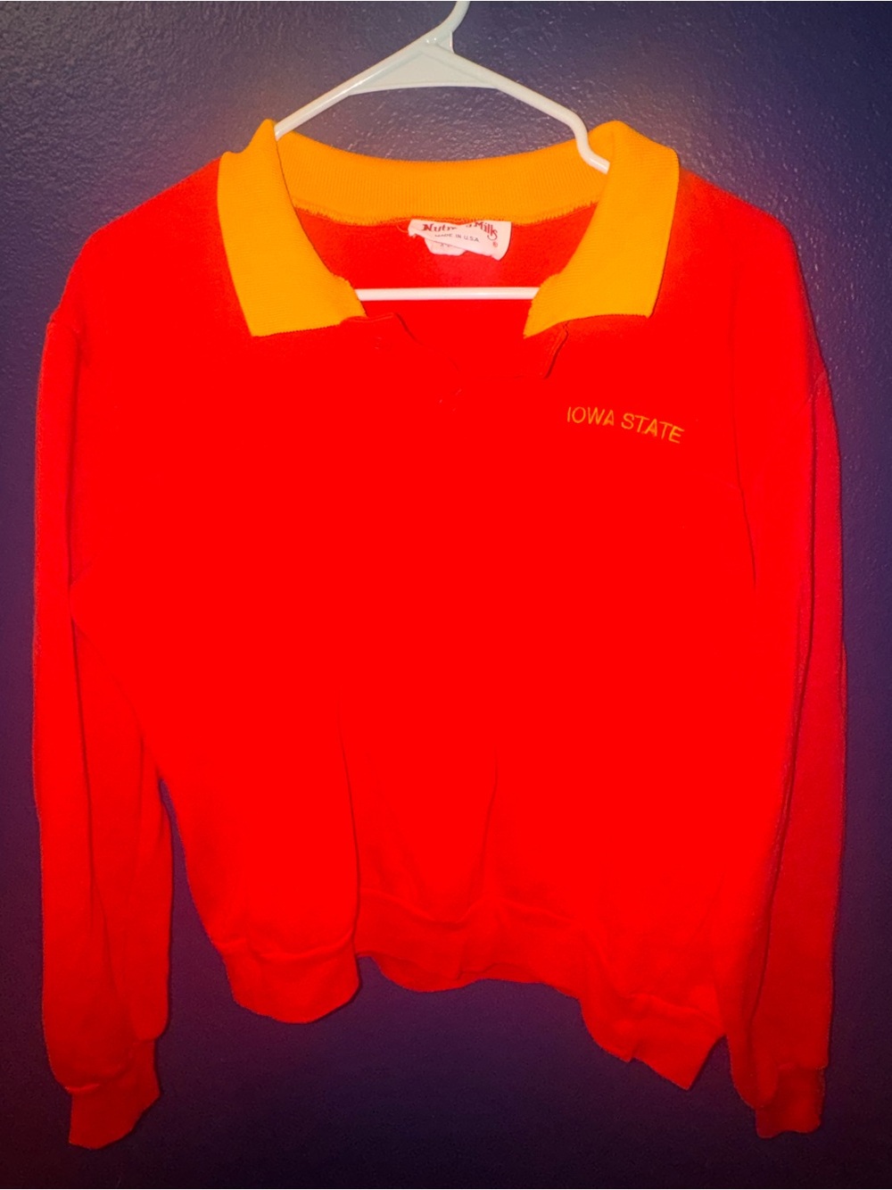 Iowa State Red and Gold Polo Collar Sweater